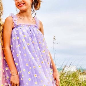 Lola + The Boys Purple Daisy Lavender Tulle Dress Girls 10 Fairy Whimsical